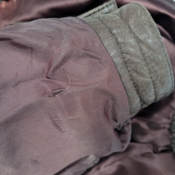 VTG Aggio Brown Genuine Soft Leather Full Zip Snap Pockets Bomber Jacket Large L - Picture 7 of 16